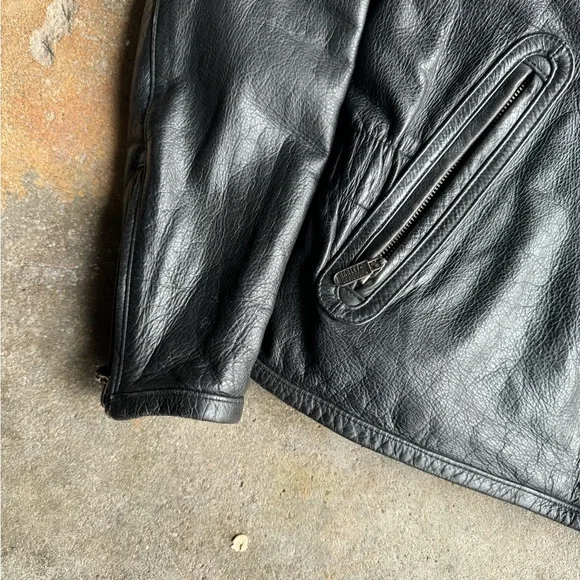 Vintage 90s Harley-Davidson Leather Embroidered Logo Zip Jacket (XL) - Picture 2 of 7